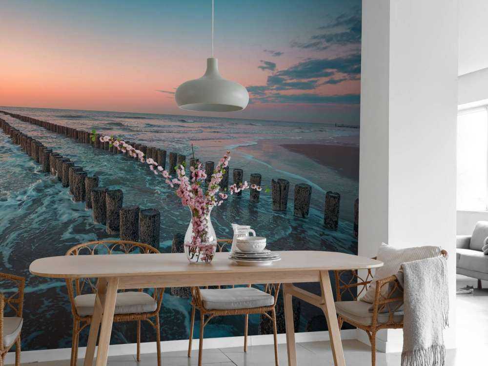 Breakwaters at sunset