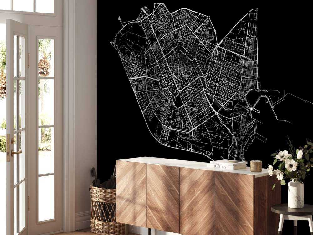 Plattegrond van Valencia, zwart