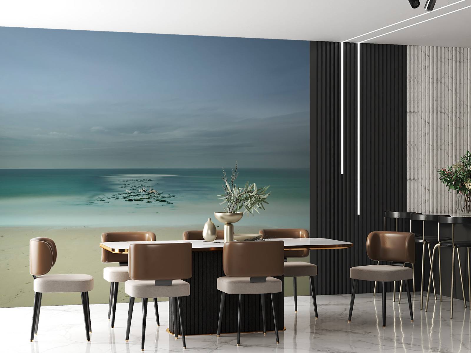 Calm sea with seagulls