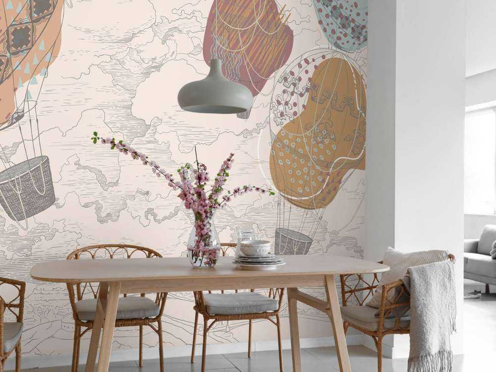 Colored hot air balloons