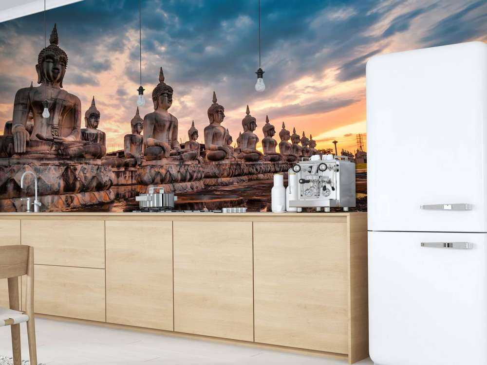 Buddha statues on water