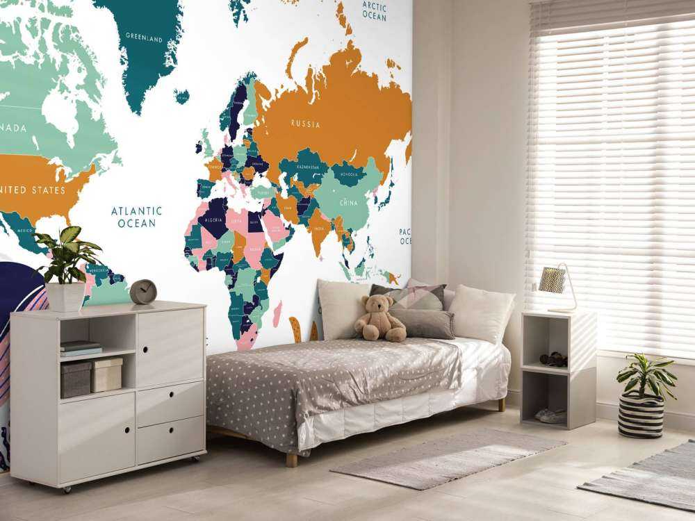 World map with ocean animals