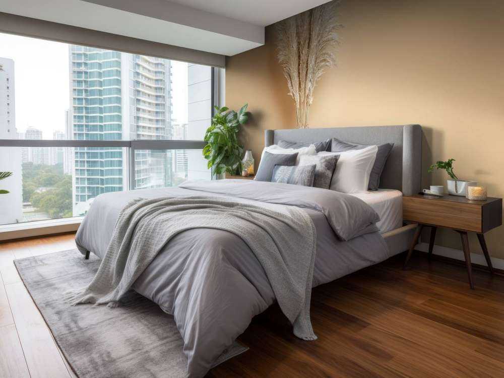 Minimalistische plant op bruin achtergrond