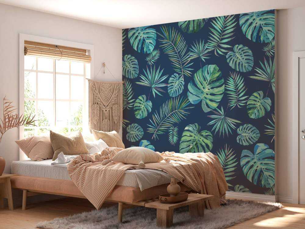 Palm leaves and monstera