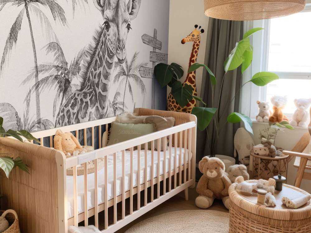 Baby giraffe in the jungle beige