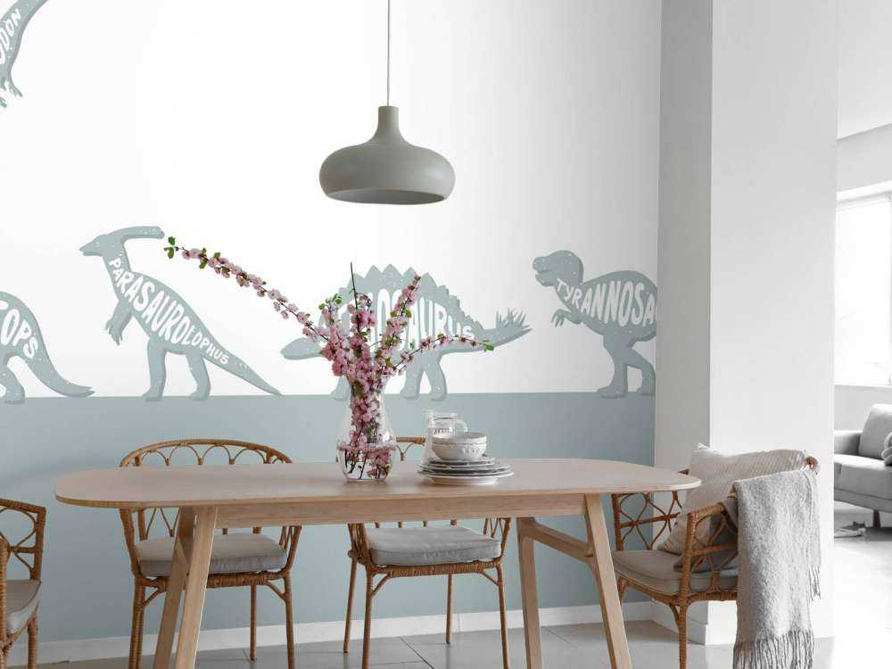 Dinos with text in blue