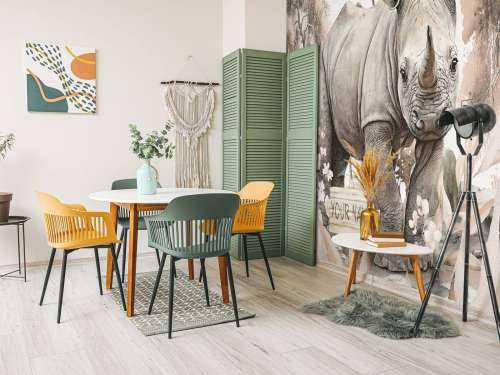 Baby rhino on the savannah taupe