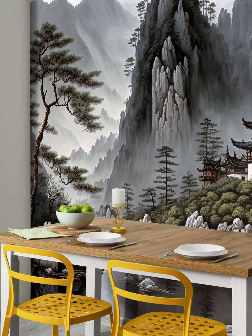 Geïllustreerde bergen landschap