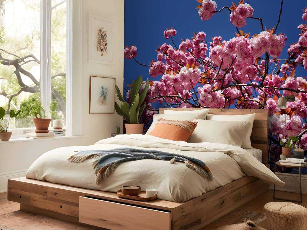 Pink blossom with blue sky