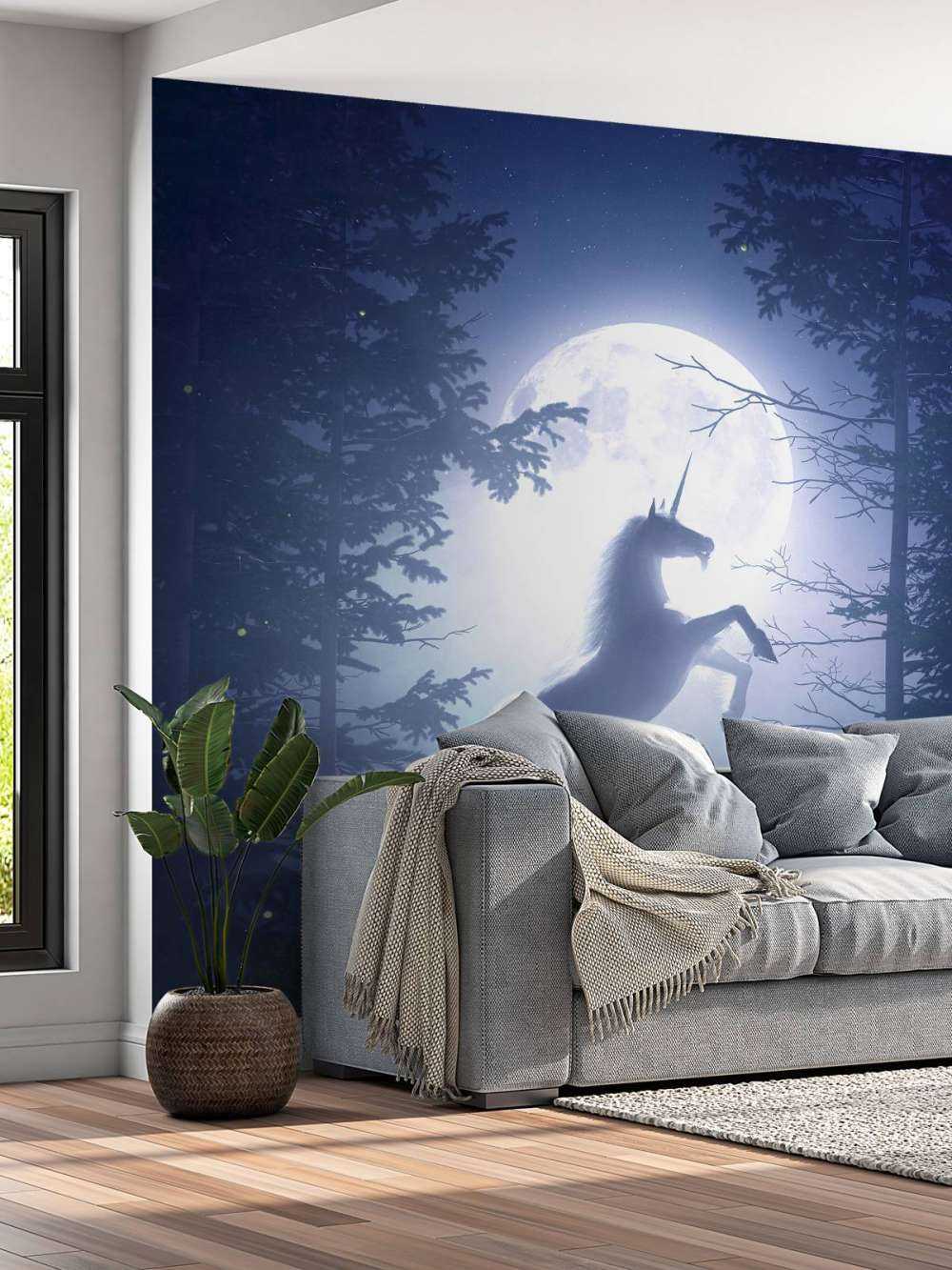 Unicorn at full moon