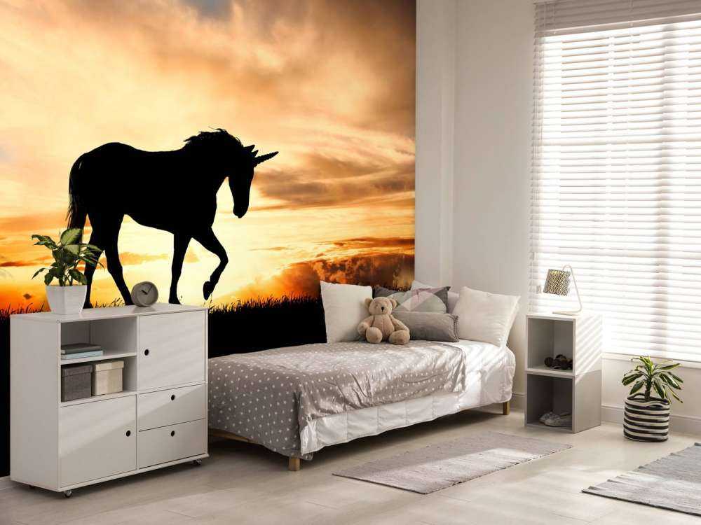 Unicorn silhouette at sunset