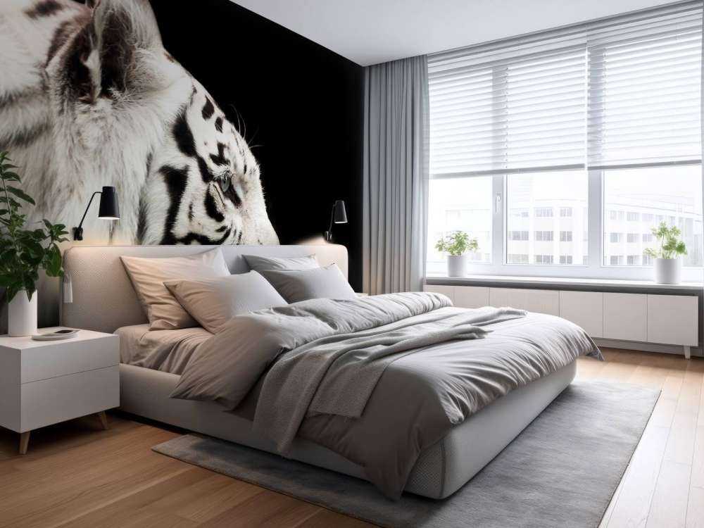 Witte tijger op zwarte achtergrond