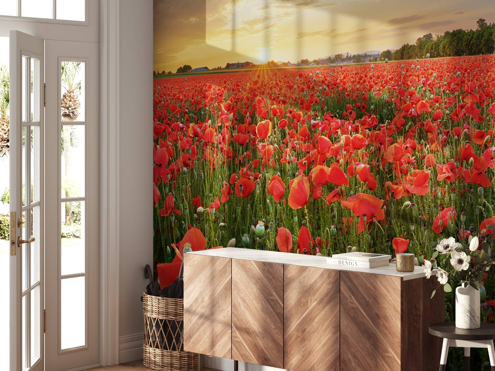 Sunset with poppies