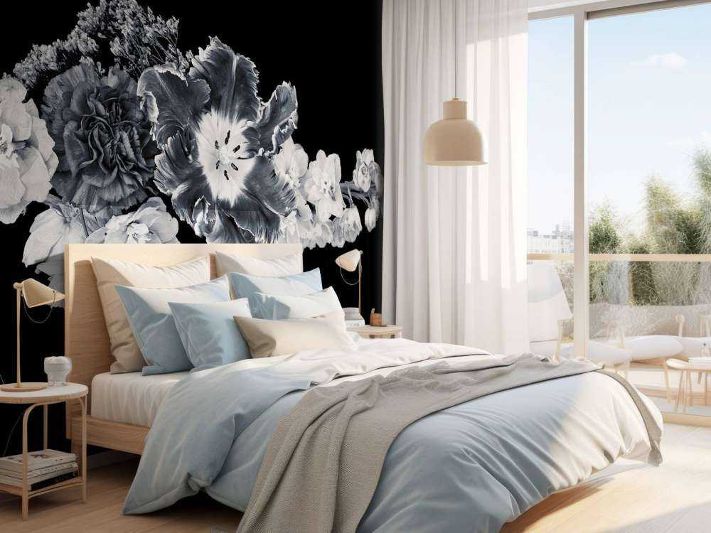 Zwart-wit bloemen boeket