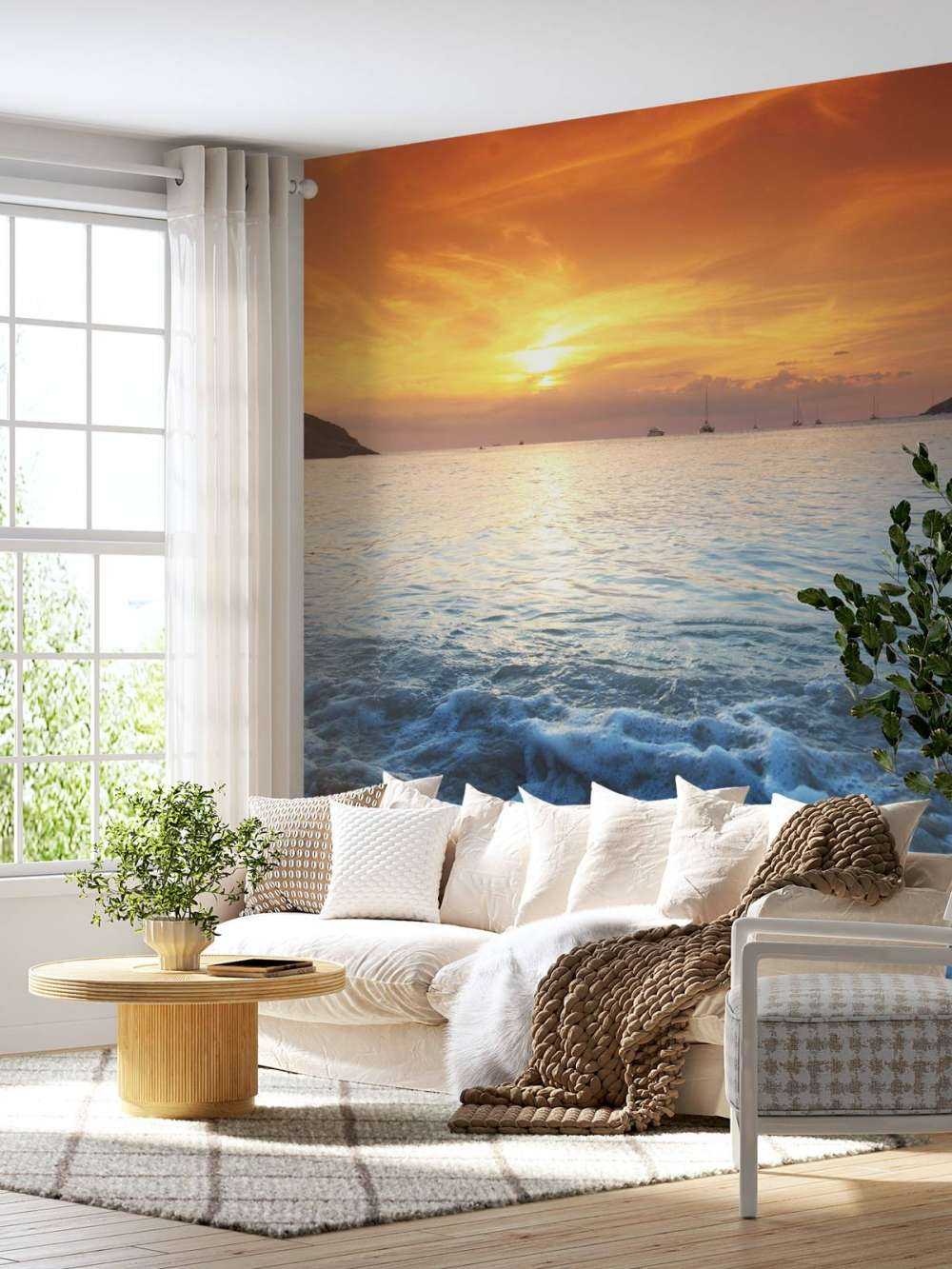 Blue beach and sunset
