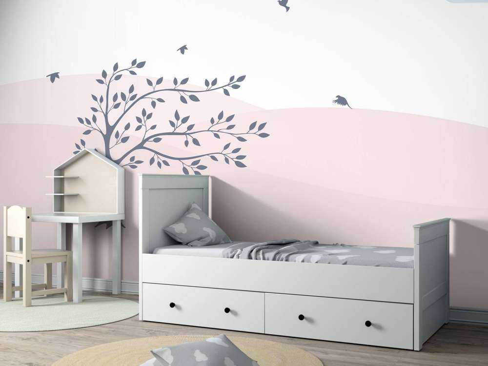 Pink hills with tree