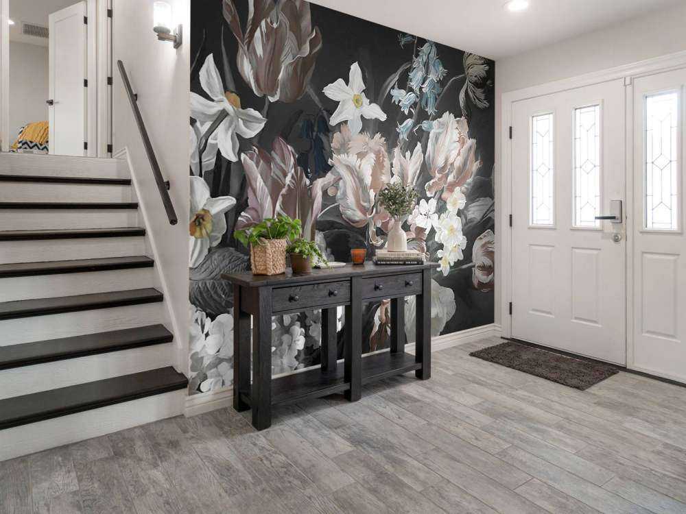 Bouquet with orange peonies