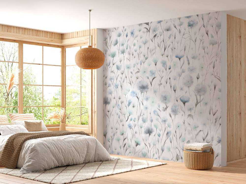 Cornflowers and field grasses blue