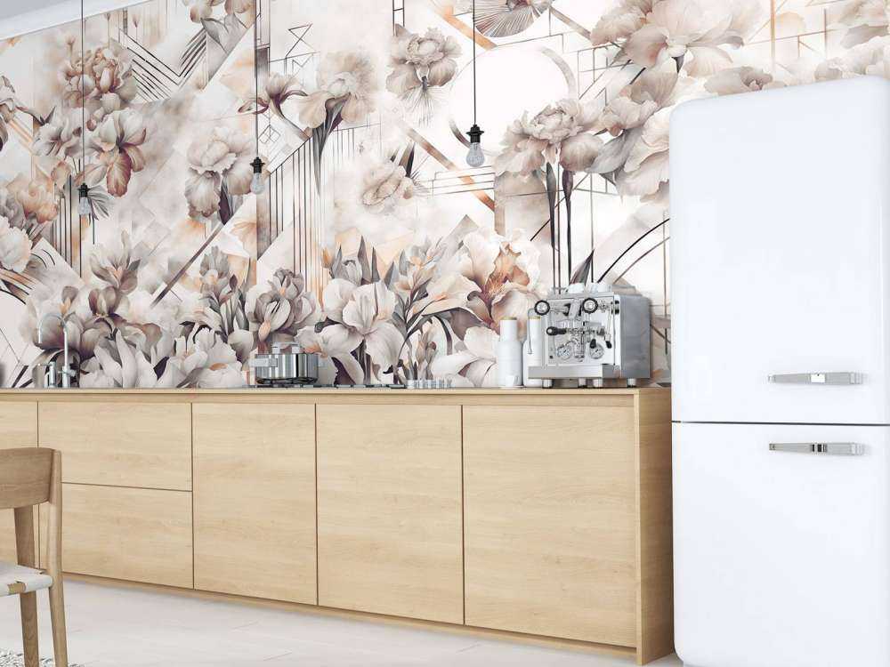 Huge Watercolor Irises Sepia