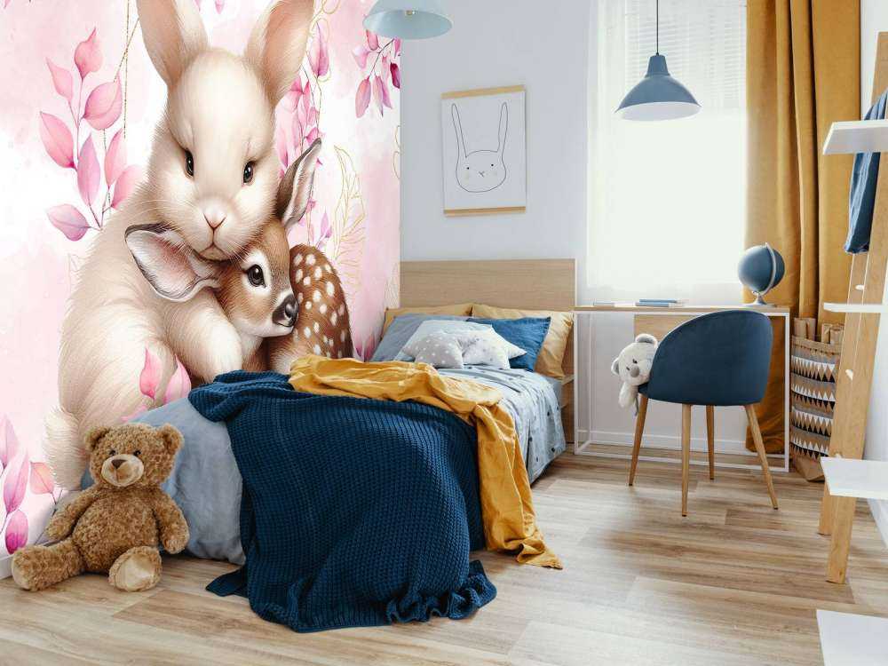 Loving rabbit and little deer