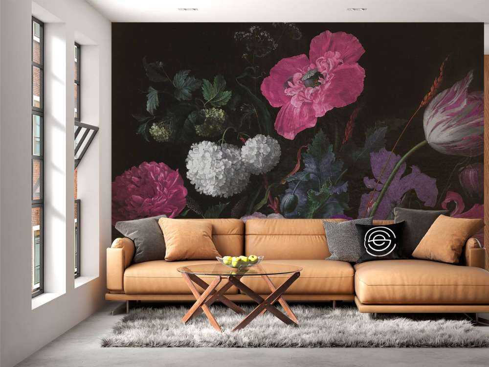 Baroque flowers still life - moody pink