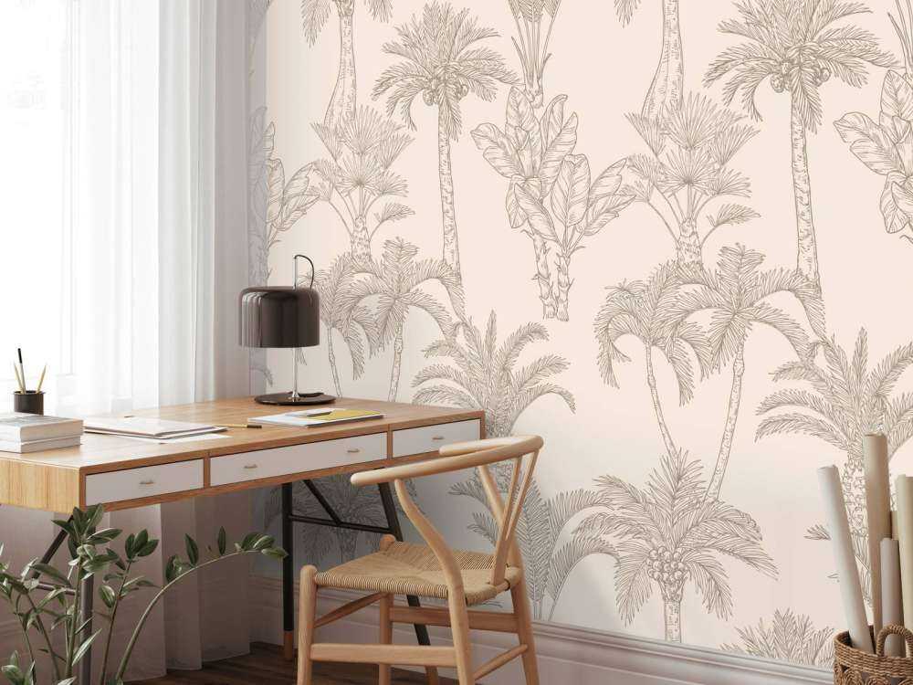 Jungle line-art beige