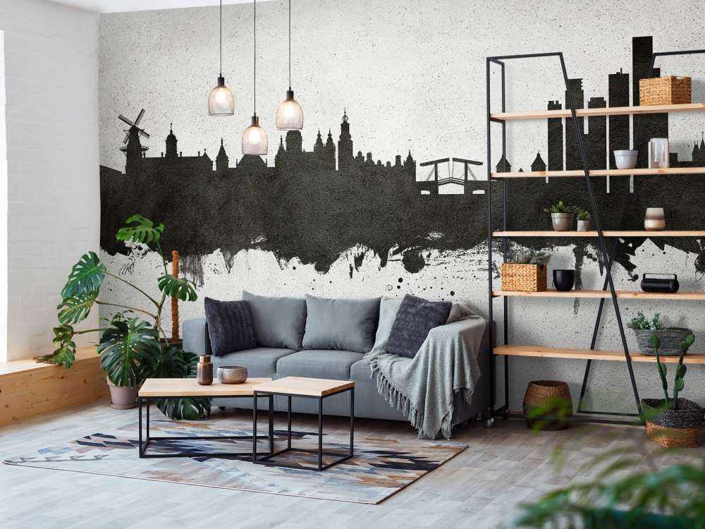 Watercolor skyline, Amsterdam