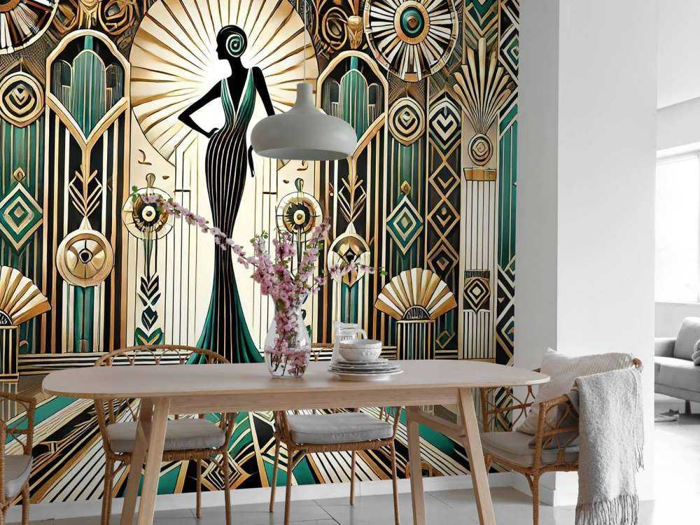 Vintage Elegance Scene in Art Deco
