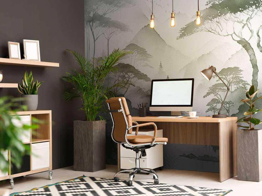 Mountain Lake in Misty Ink, green