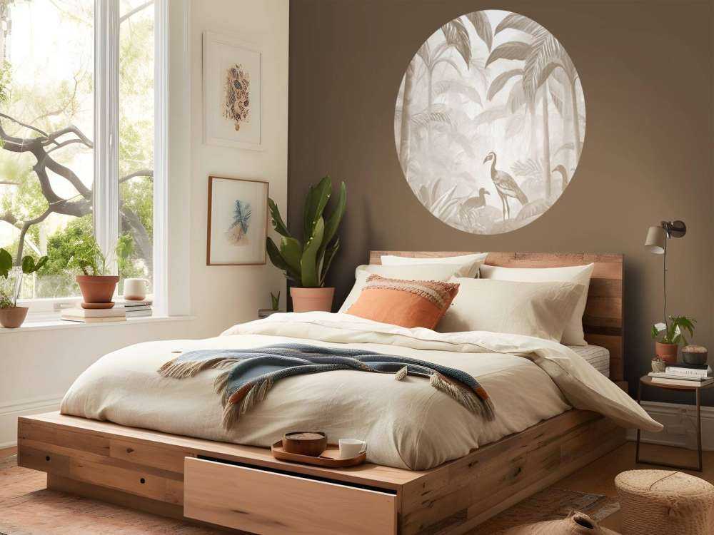 Hidden Jungle with Ibis, taupe