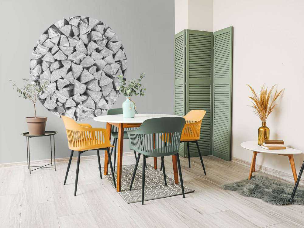 Wood pile in shades of grey