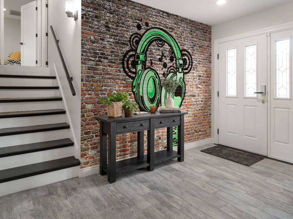 Graffiti on old brick wall