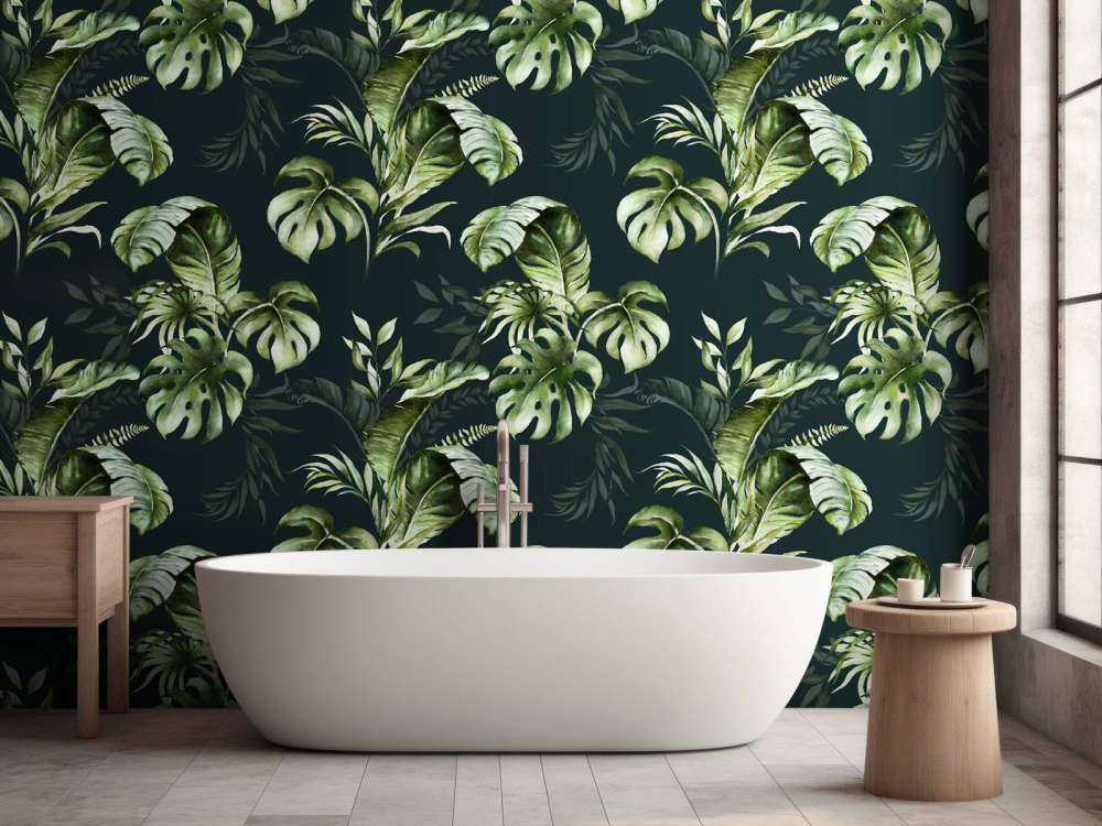 Green pattern with leaves