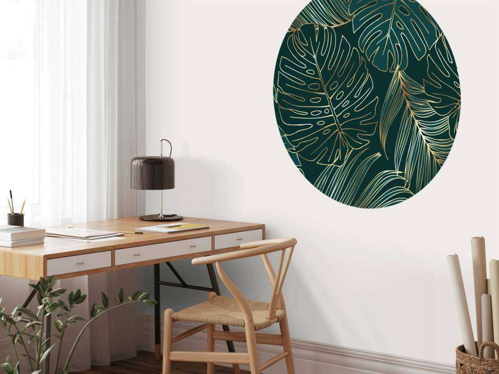 Green leaves with gold