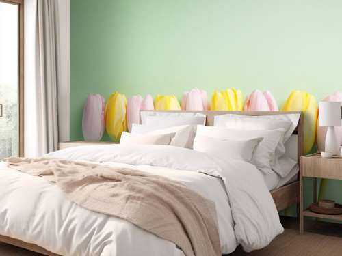 Small tulips on mint green