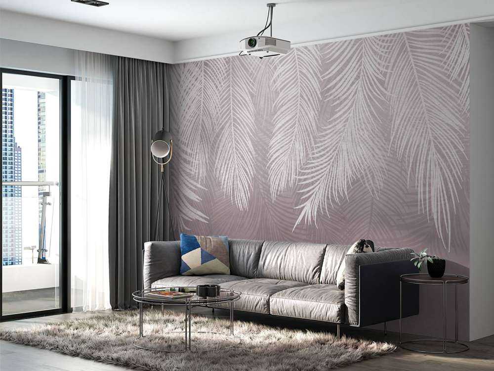 Palm leaves on concrete