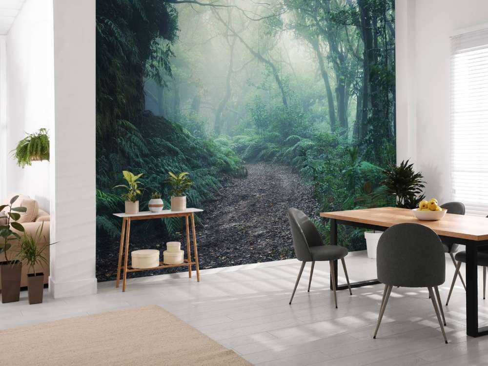 Green foggy forest