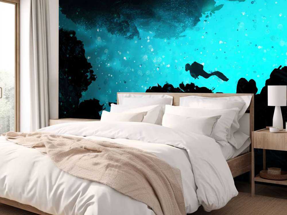 Narrow cave with diver