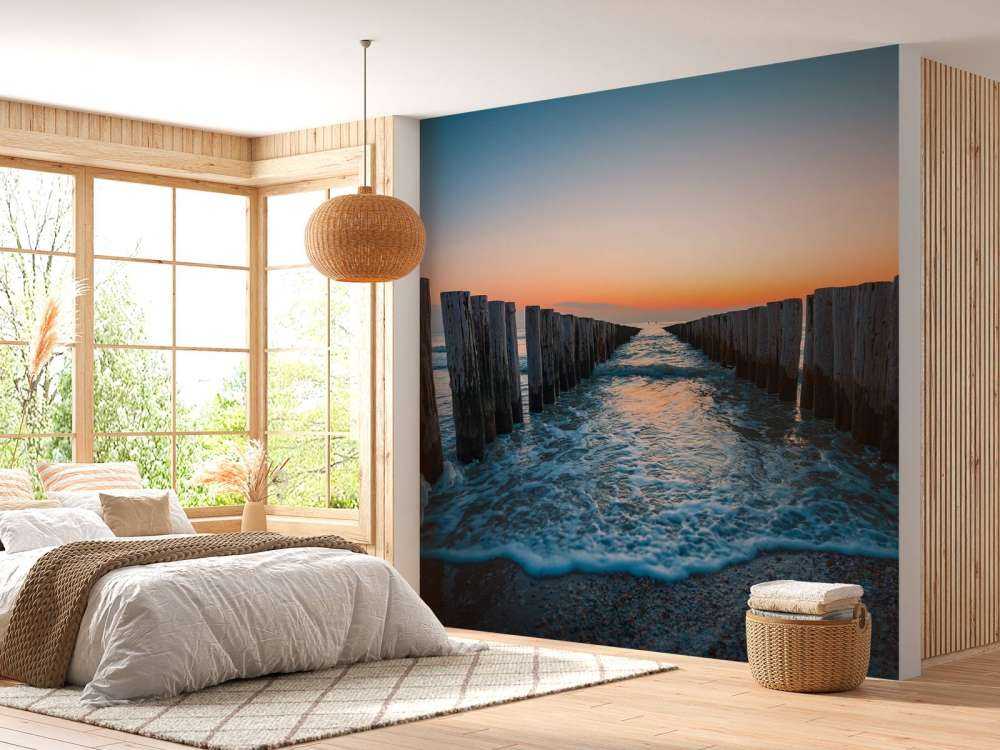 Breakwaters at sunset