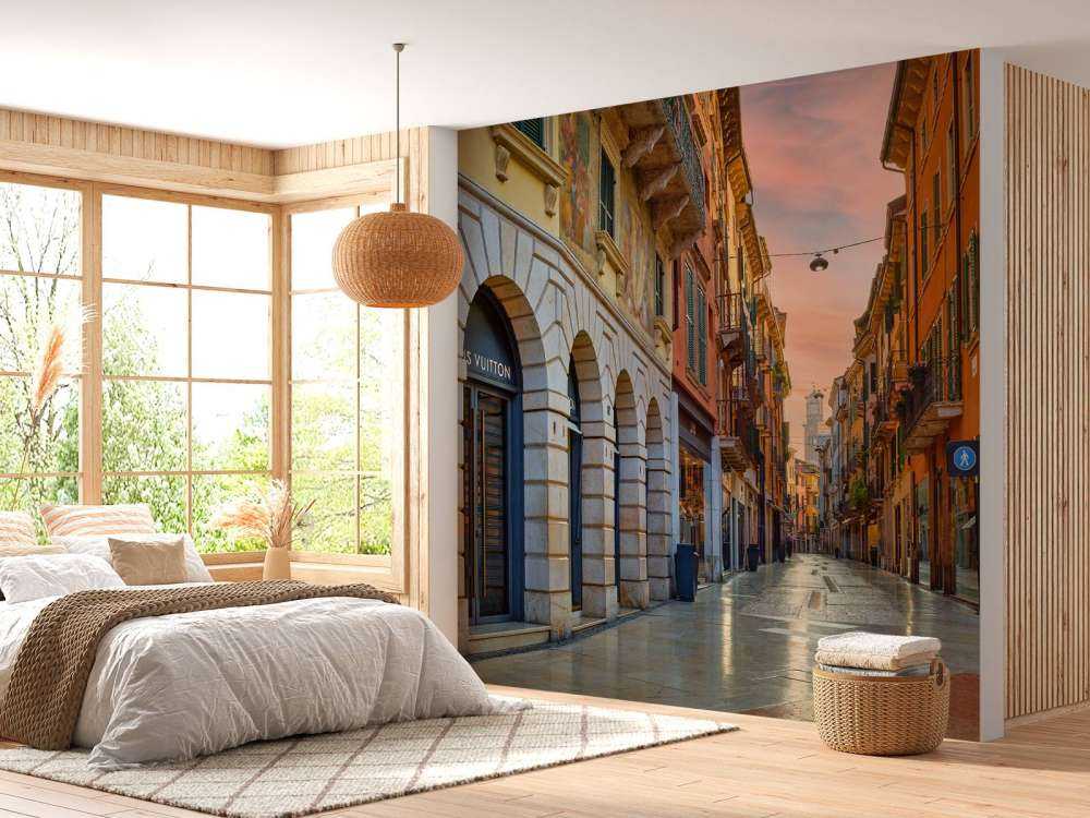 Shopping street at sunrise