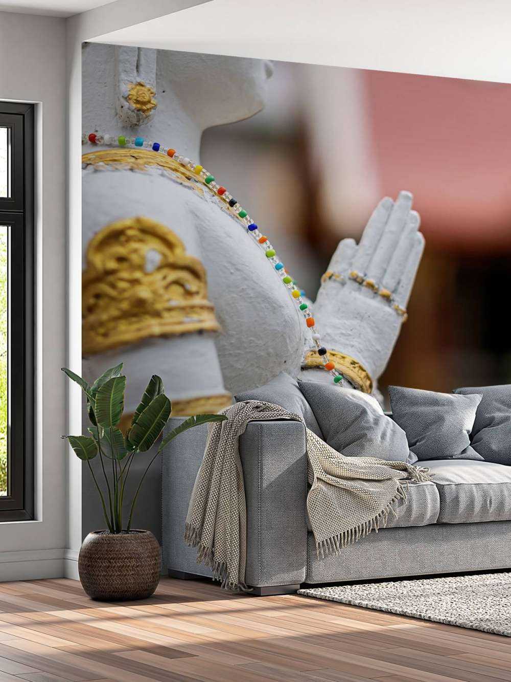 White and gold Buddha Temple complex Bangkok (Thailand)