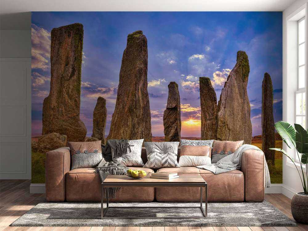 Standing stones at sunset