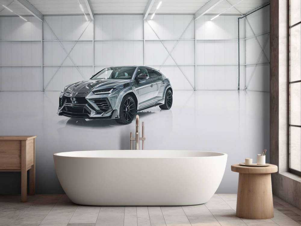 Lamborghini in white hall