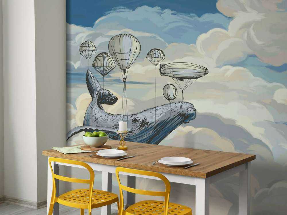 Hot air balloons with a whale