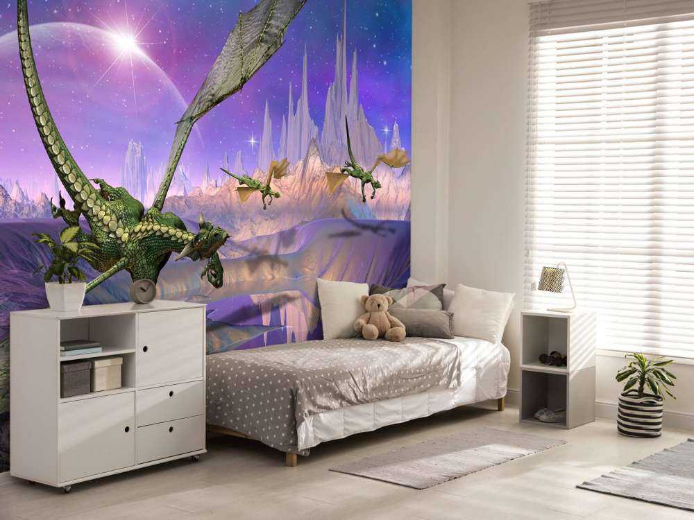 Dragons in a fantasy landscape