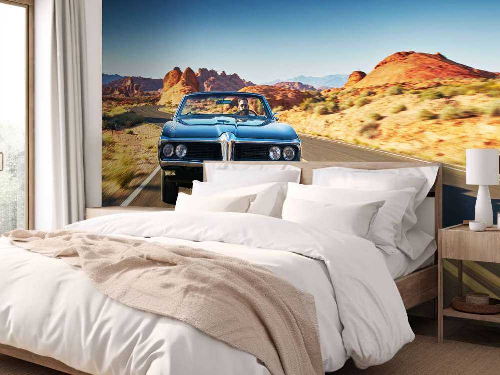 Muscle car in an American landscape