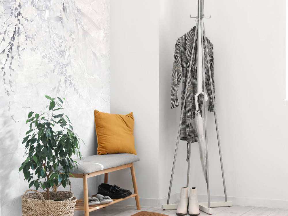 Leaves on marble wall