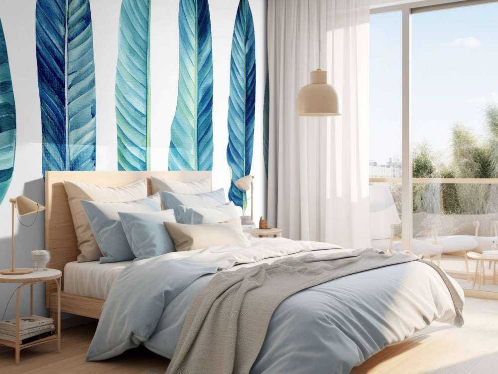 Tropical leaves on white background