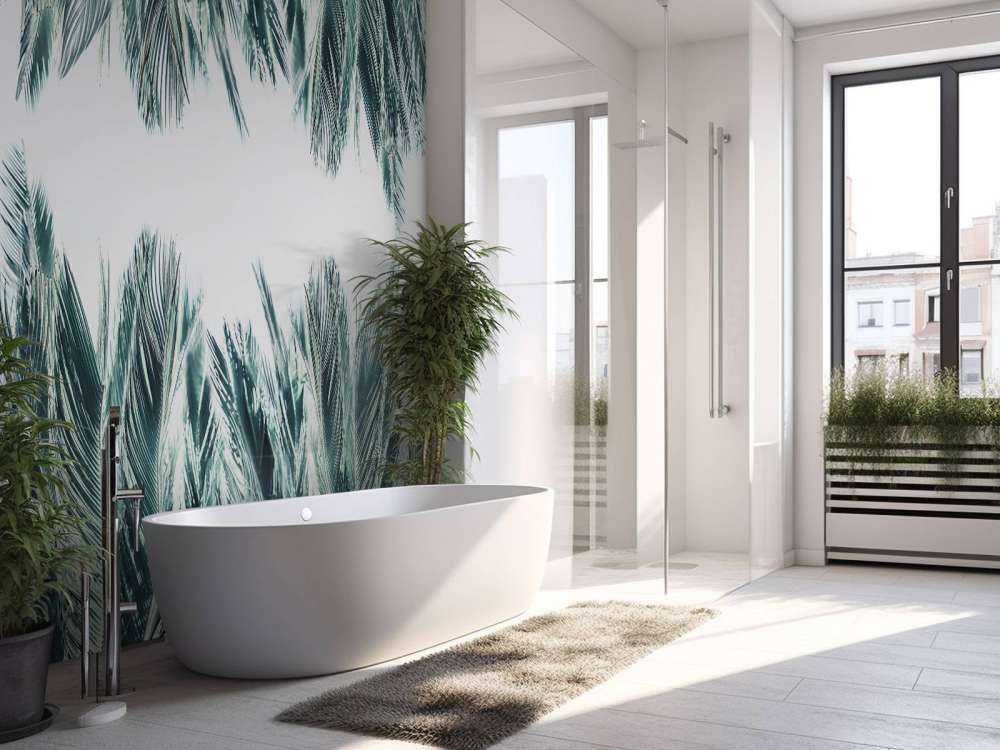 Palm leaves on white background