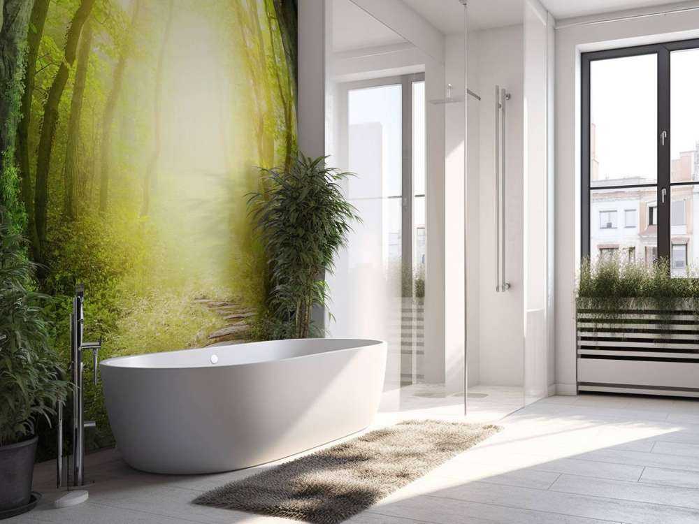 Stone path through forest